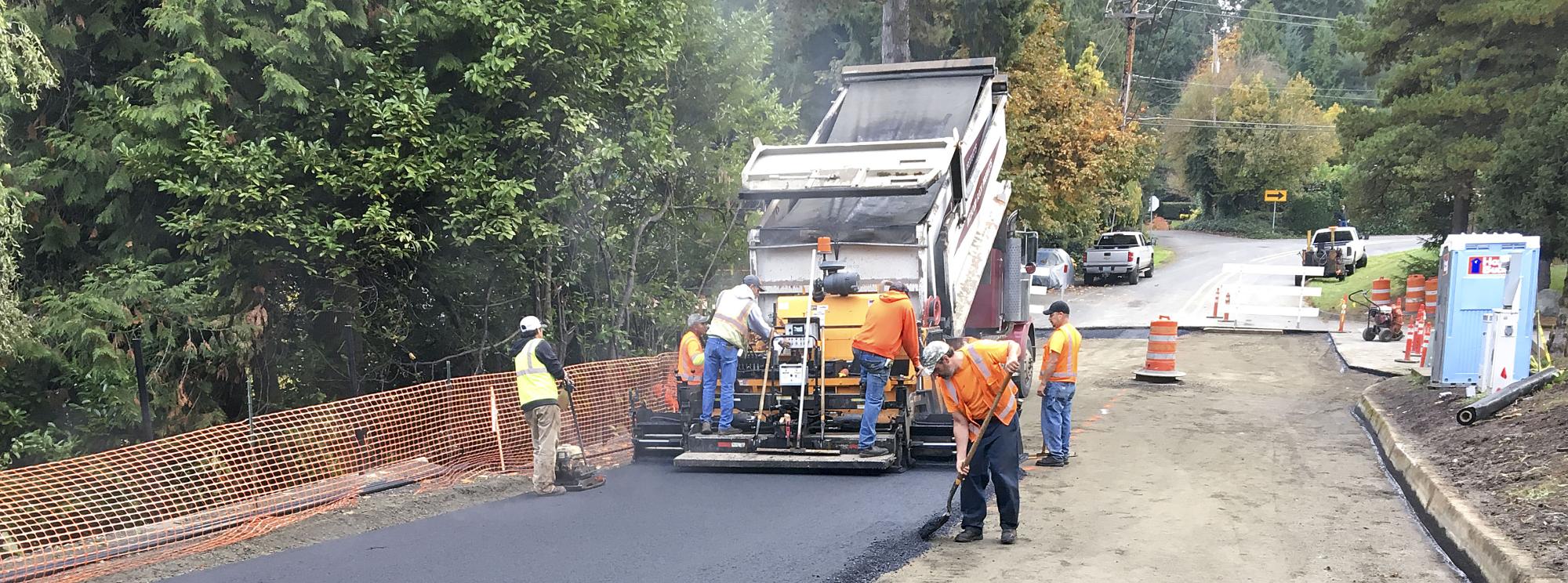 construction crew working on aldercrest road in Clackamas County