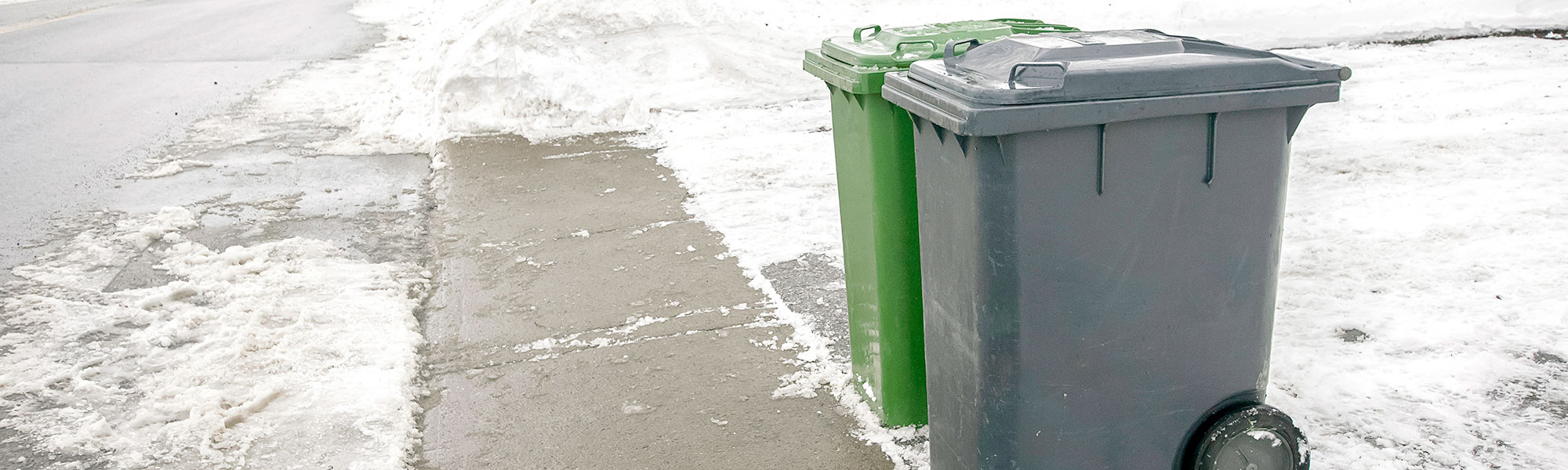 Garbage cans in snow