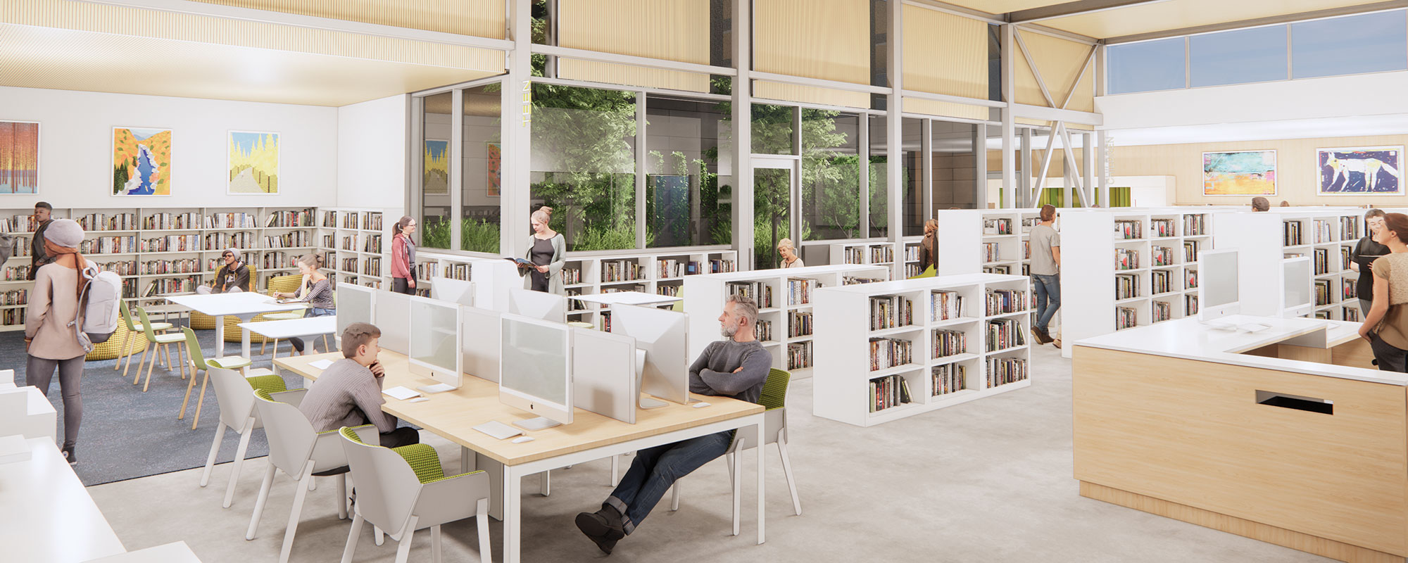 Concept art of the inside of the future Gladstone Library