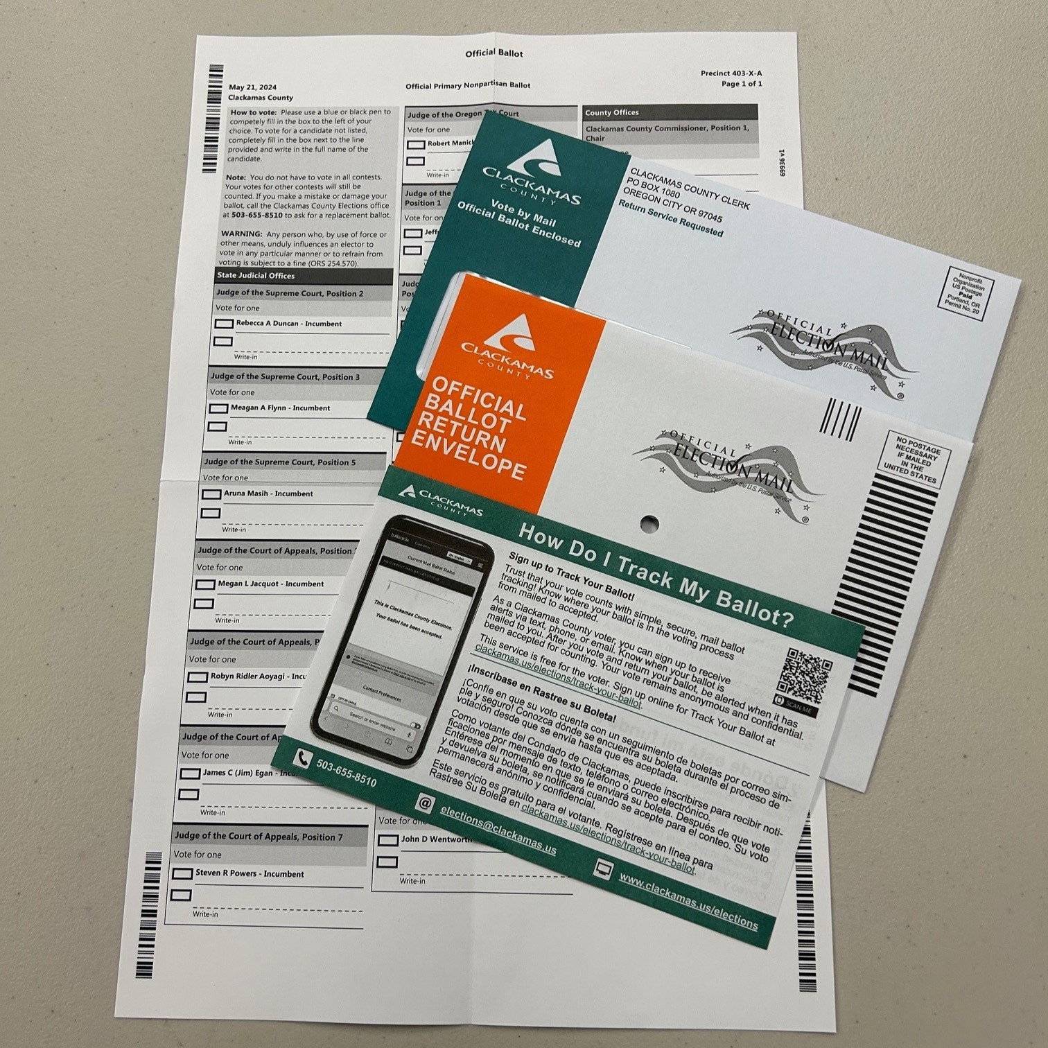 May 21, 2024 Primary Election ballot package.
