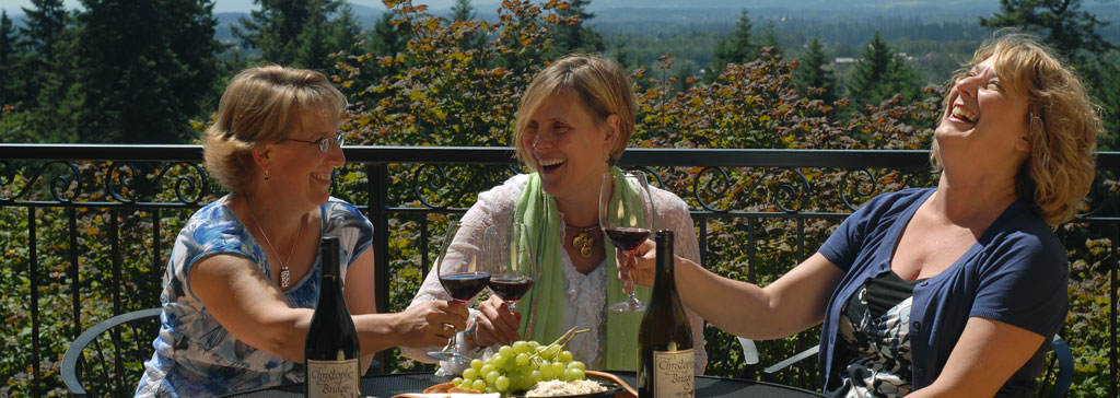 women enjoying winery
