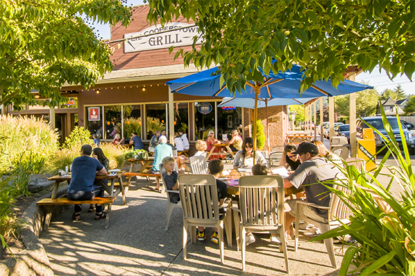 Dining at a local business