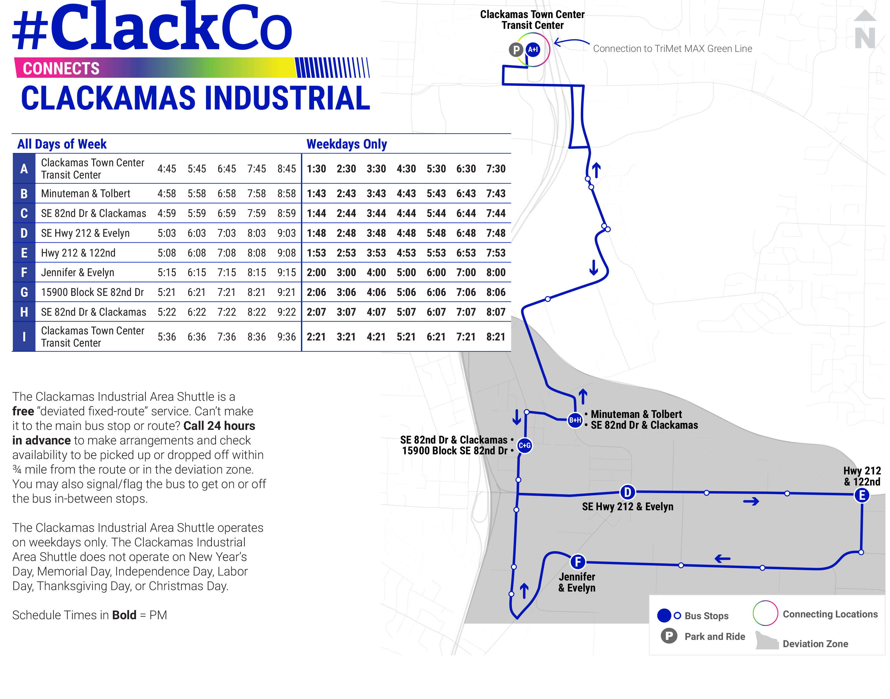 Clackamas map & schedule