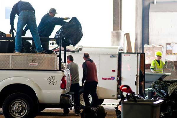 Unloading a truck at the transfer station