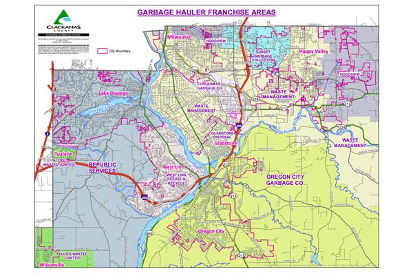 Map of urban garbage and recycling companies