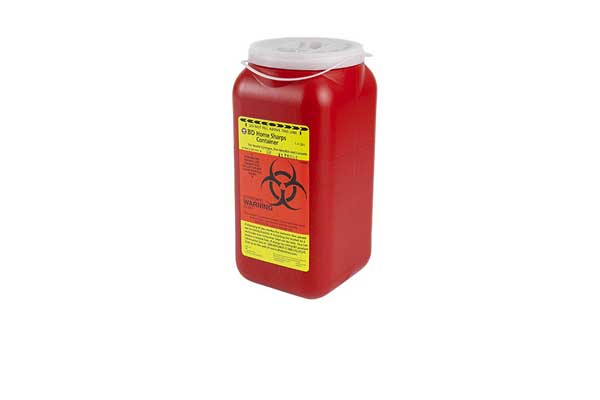 Red sharps container