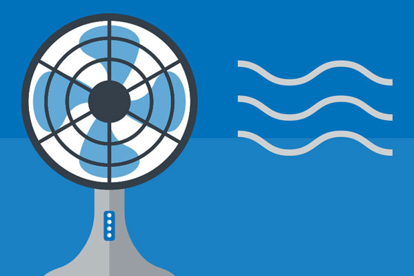 Graphic of fan blowing cool air