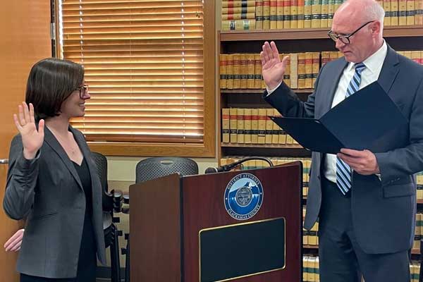 Grace Hoffa being sworn in as Deputy District Attorney