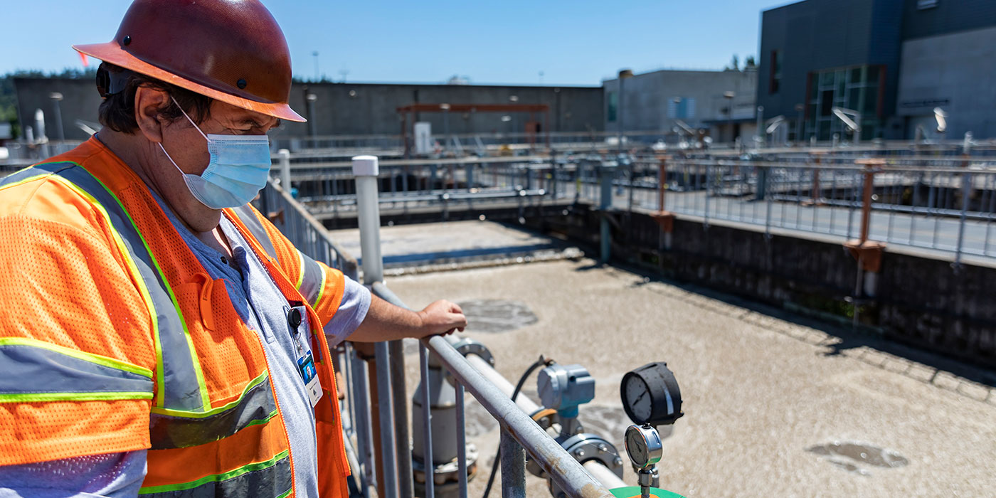 Man Monitoring the aeration basin