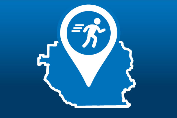 Evacuation logo on pinpoint over county map