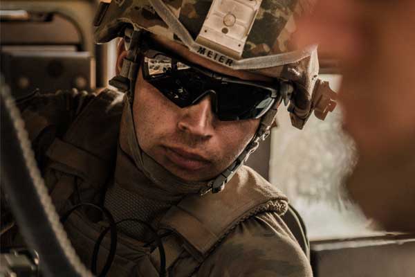 Soldier wearing sunglasses