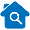 Icon of house with magnifying glass
