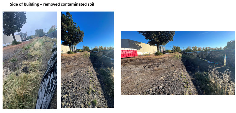 side of building with removed contaminted soil