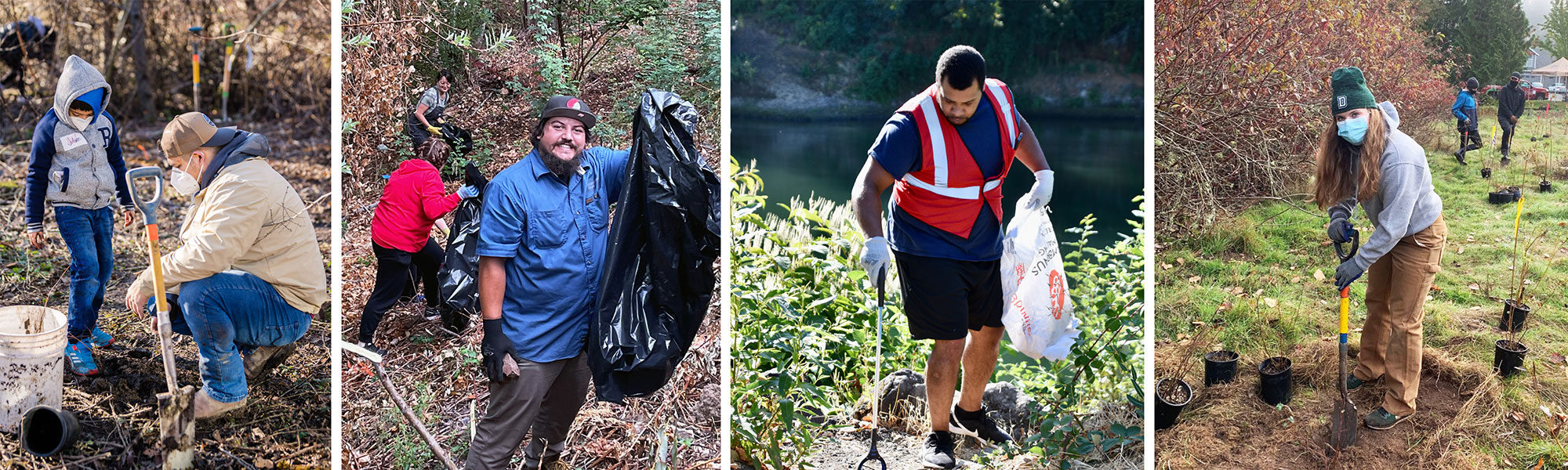 People clean up river beds