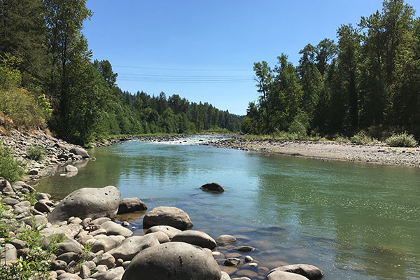 river and rock shore