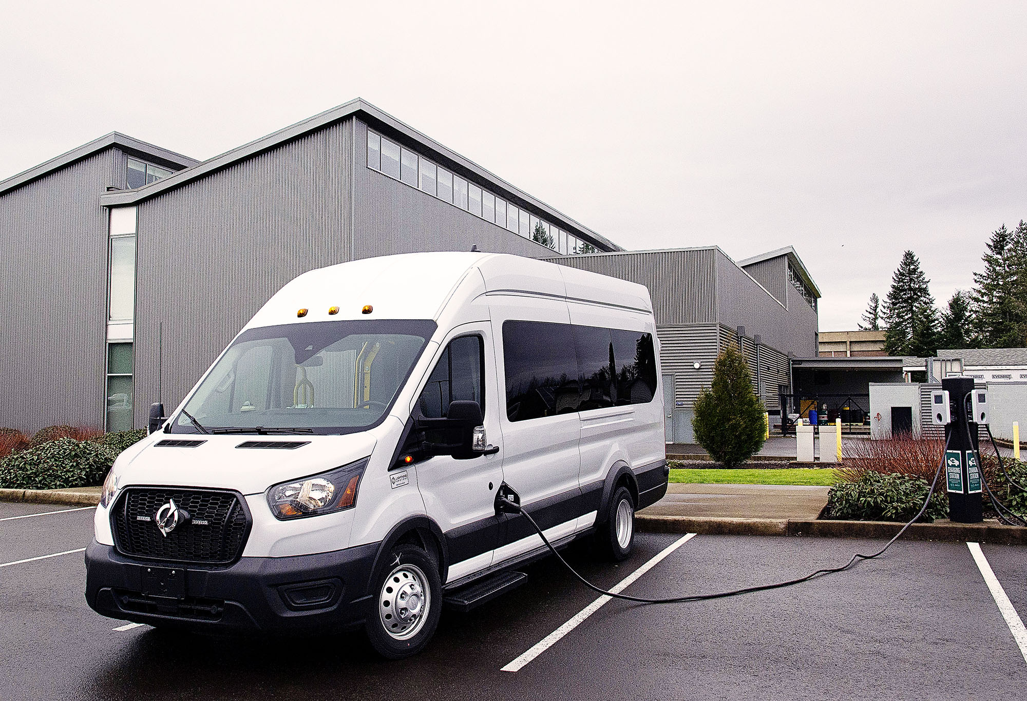 TSP electric van charging at charging station in Clackamas 