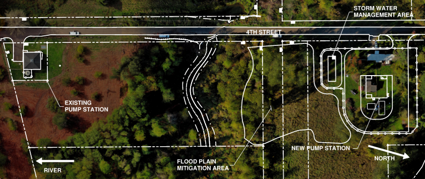 Map showing existing and new pump station locations