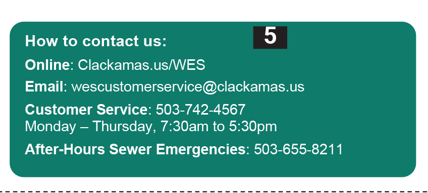 shows where on the bill to find WES contact information