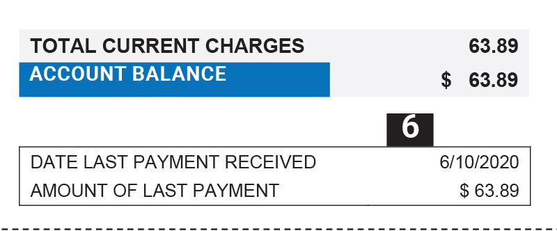 shows where on the bill to find last payment details