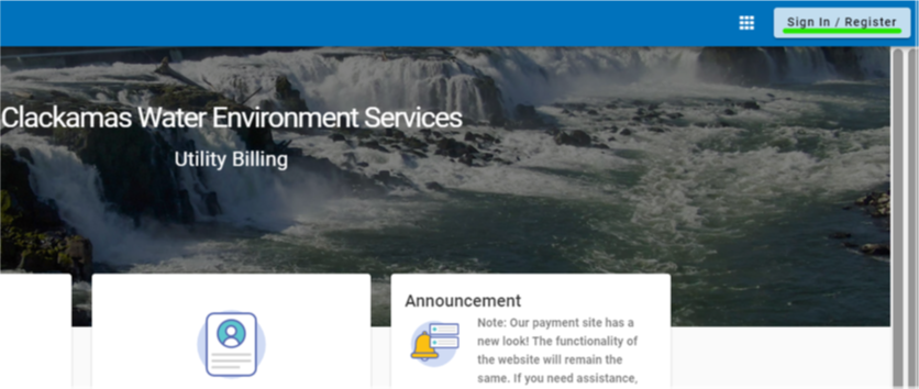 top of the utility billing page