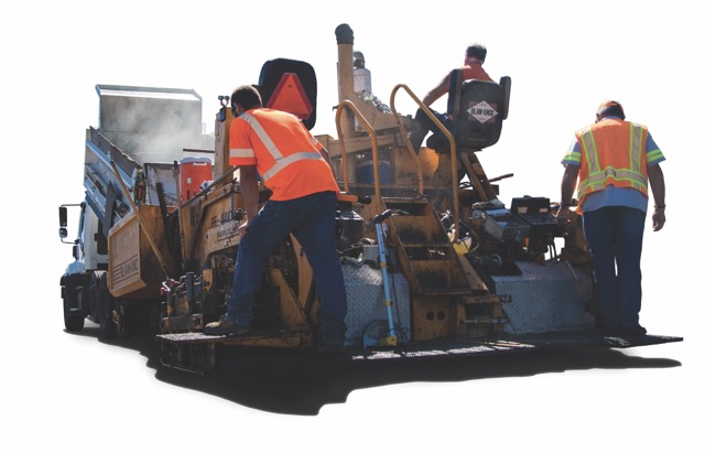 road crew filling potholes