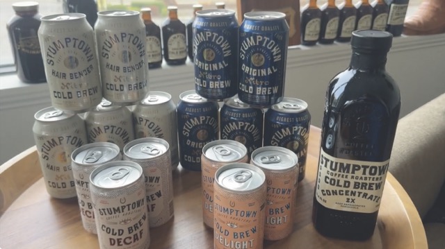 Cans of Stumptown coffee