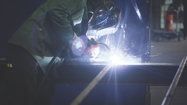 welder welding with sparks