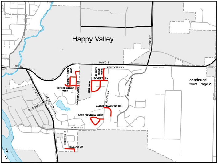Map of 2026 road sealant projects in the Damascus area as described