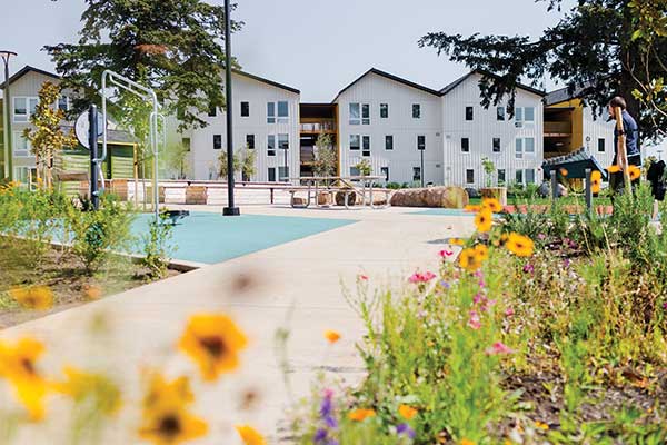 Exterior of residential housing complex