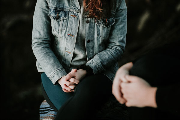 Two women talking