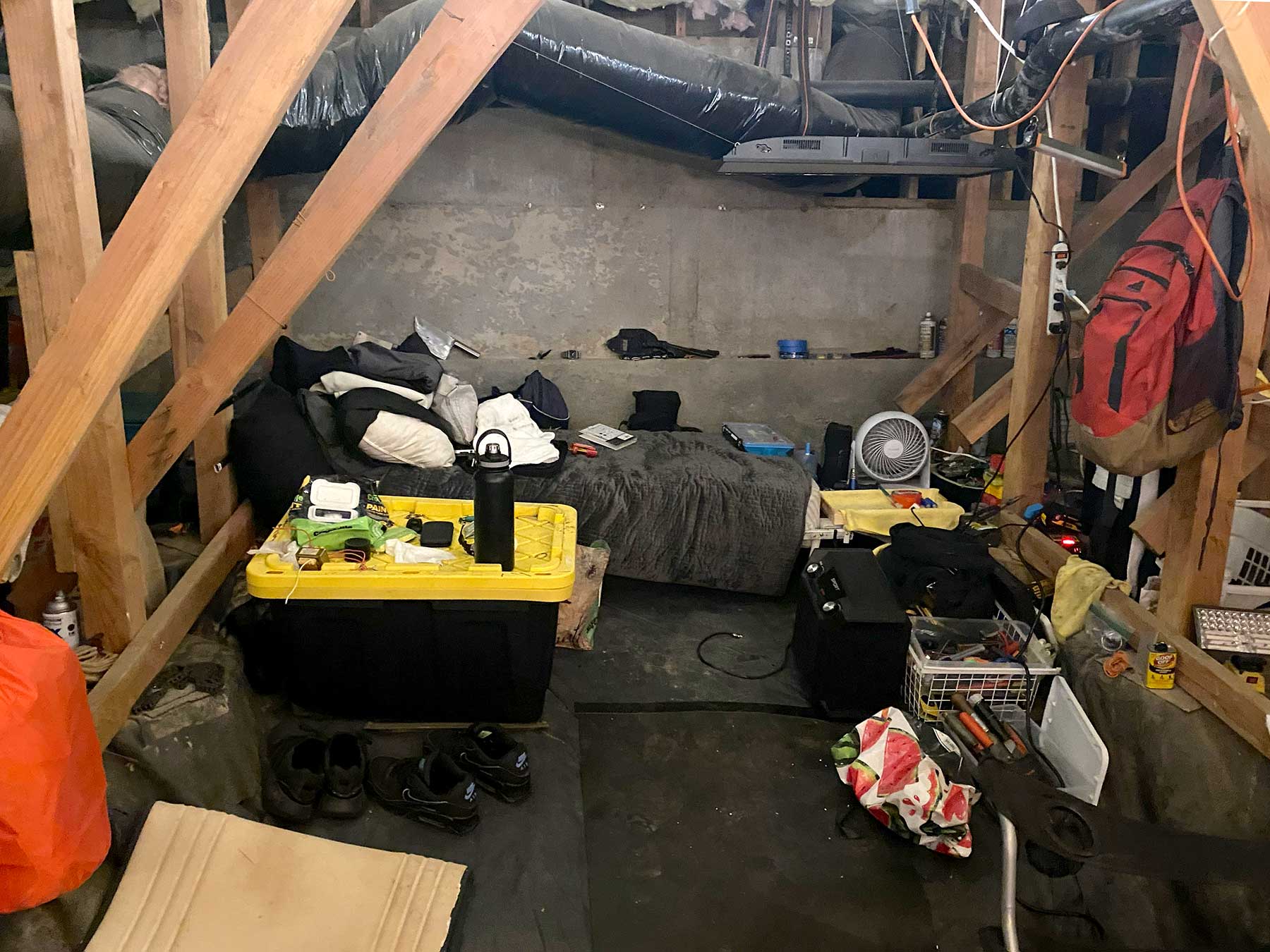 Photos of Benjamin Bucur's illegal encampment