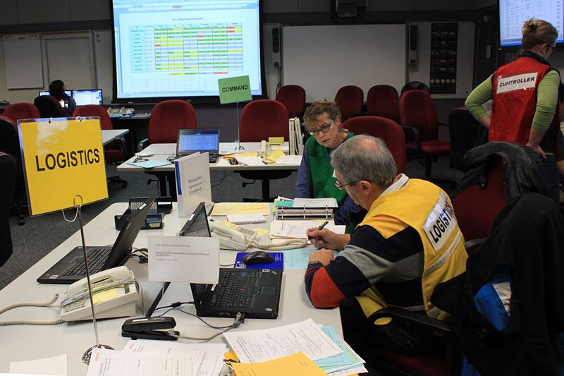 EOC team members doing an exercise