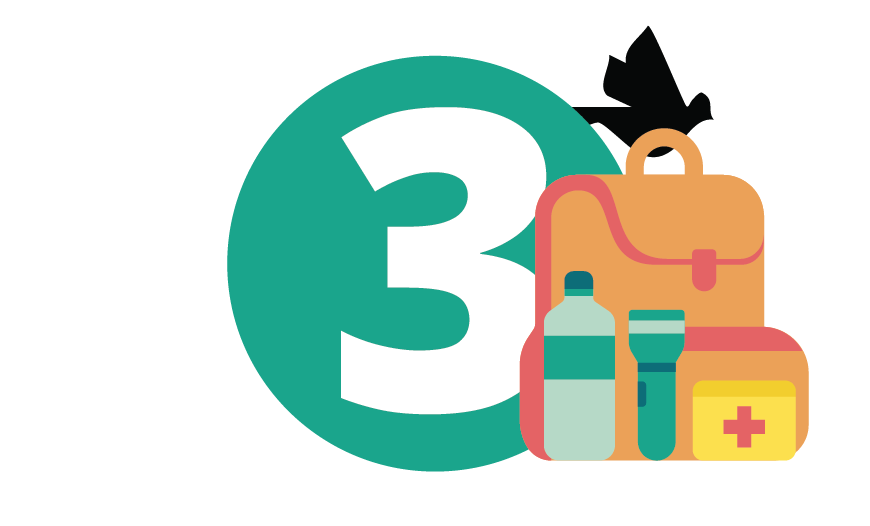 number 3 with backpack graphic