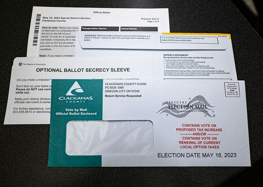Photo of a ballot in an envelope