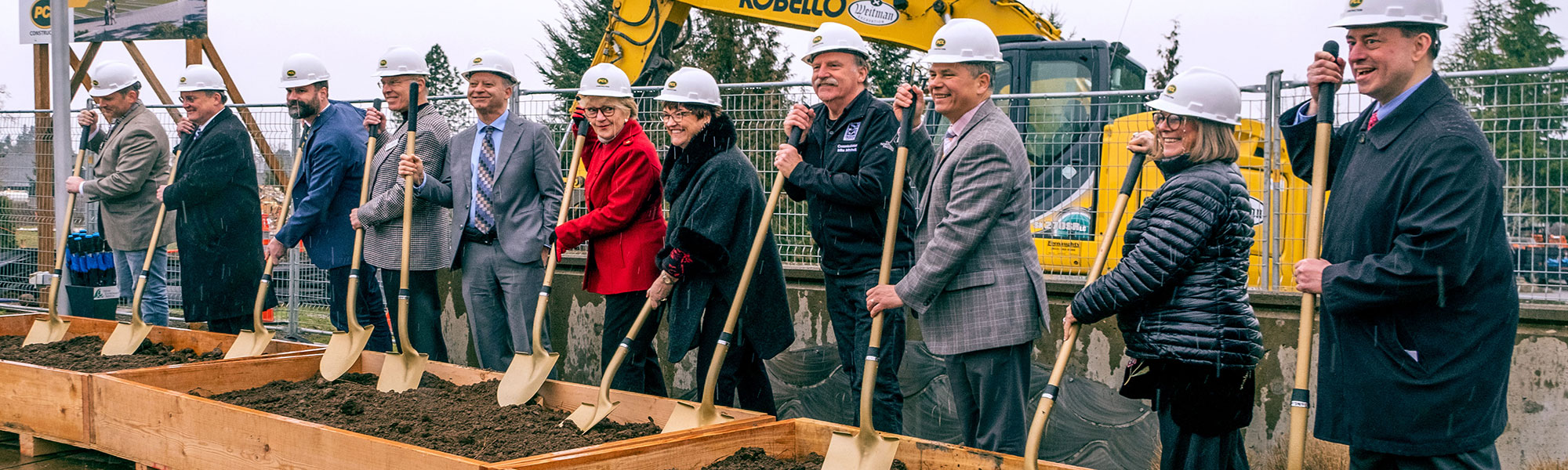 Clackamas County leadership breaking ground at the new courthouse location