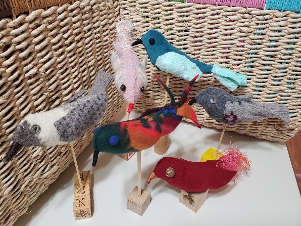 birds made with recycled material