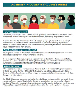 Diversity in Vaccine Studies flyer