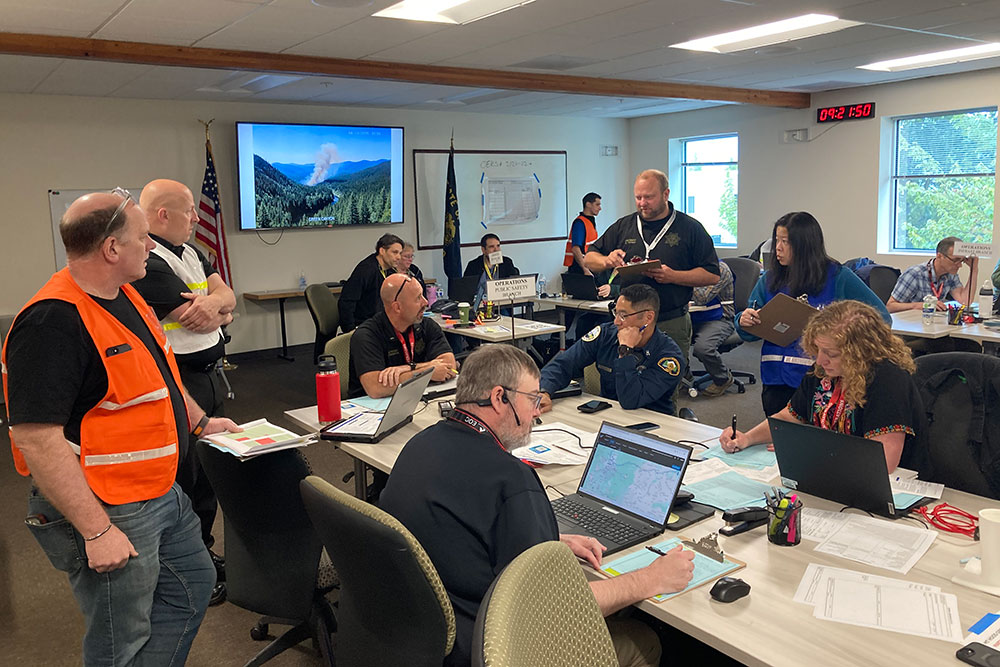 Staff working at exercise