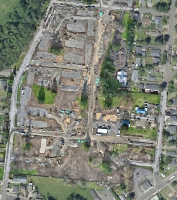 Aerial view of construction site