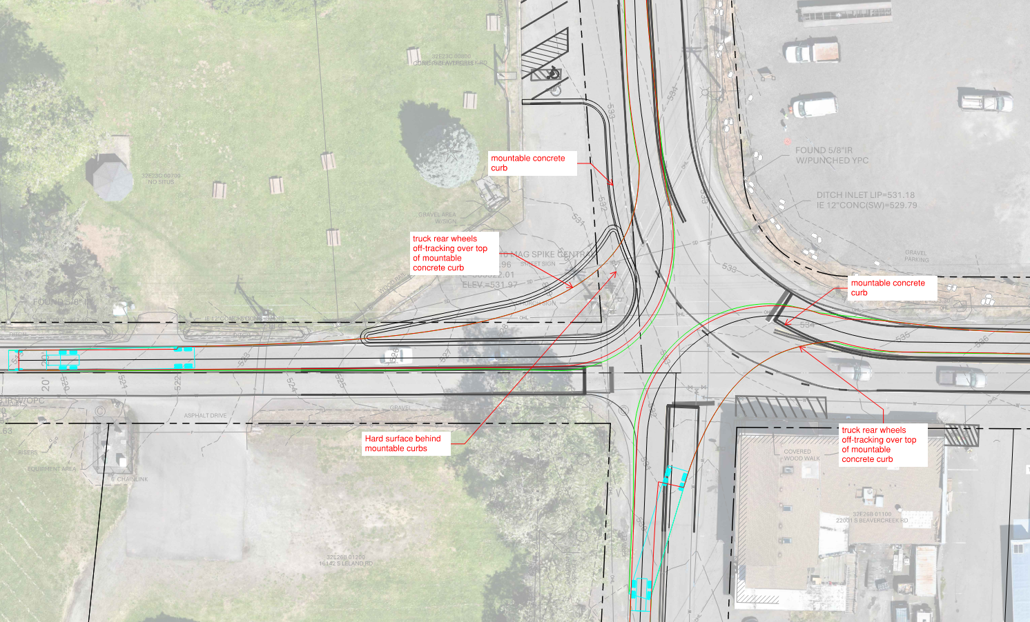 Detail map of Leland-Beavercreek-Kamrath Intersection Improvements project