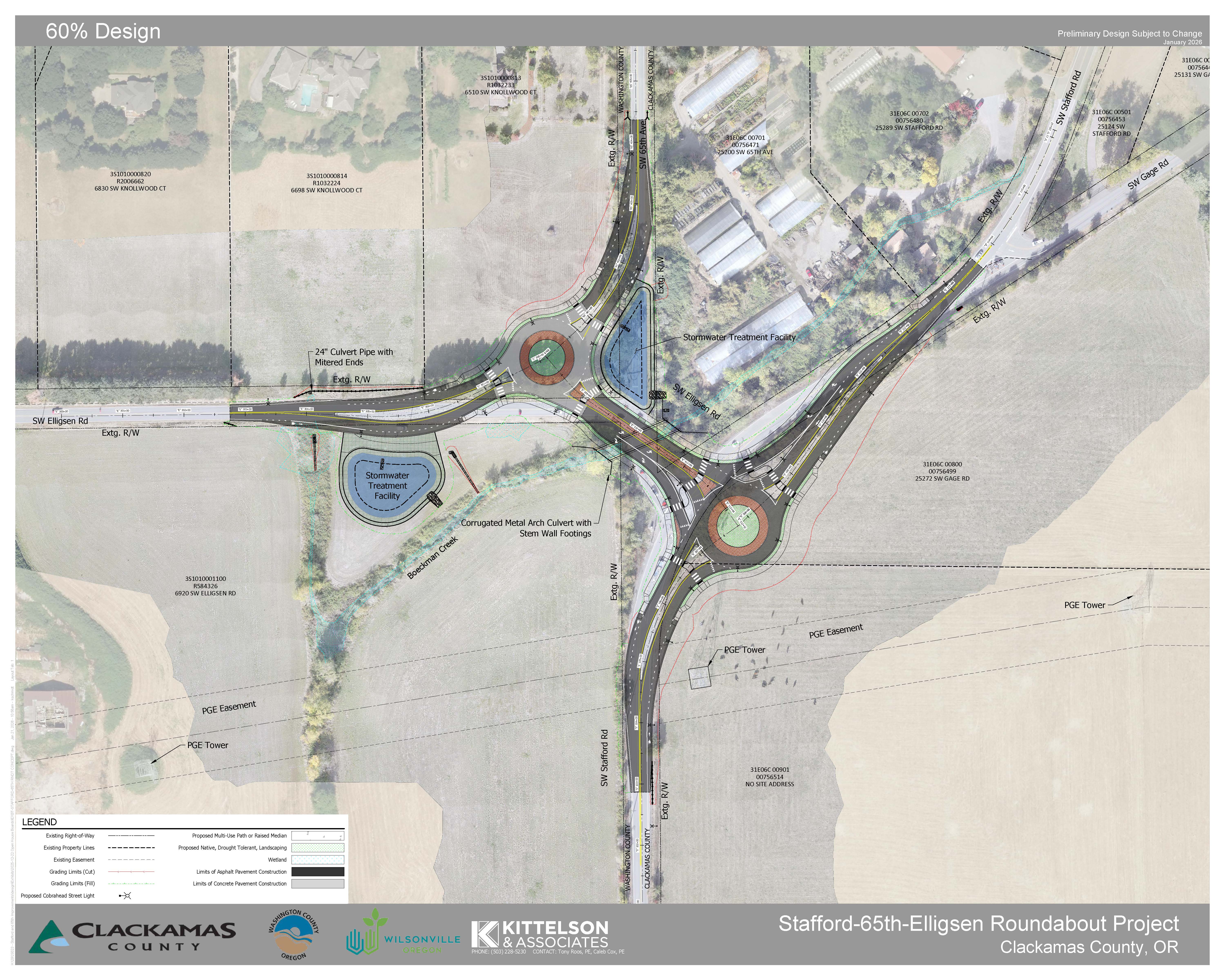 60% design map for Elligsen-Stafford-65th roundabouts