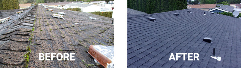 Before and after of mobile home roof repair