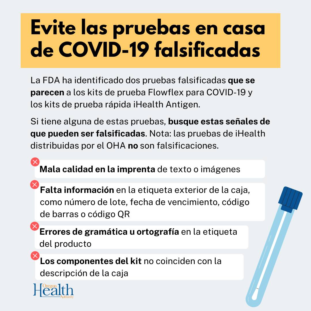 Counterfeit COVID-19 tests in Spanish