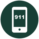 Smart phone with 911 on screen