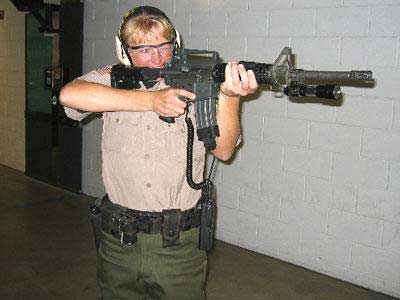 Deputy firing a n AR-15