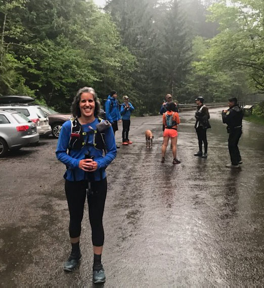 A member of the trail running Search & Rescue team