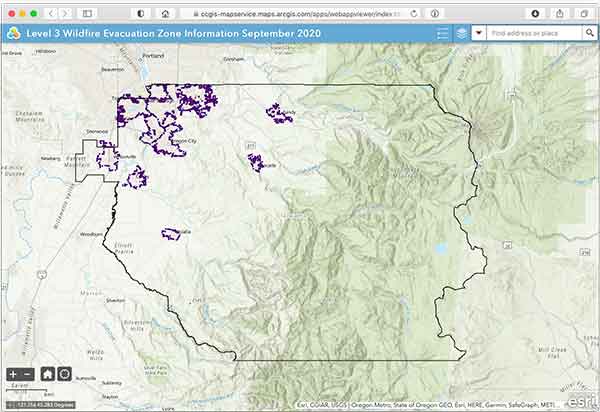 Clackamas Fire Evacuation Map