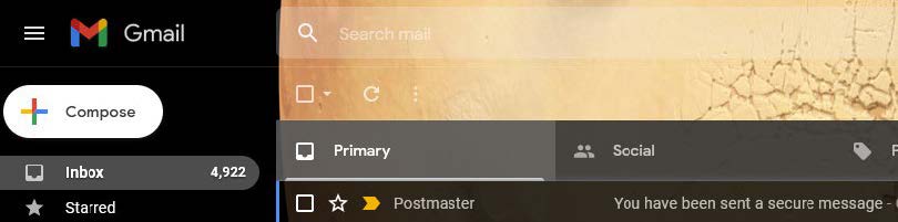 Screenshot of Gmail banner and top area of email client window