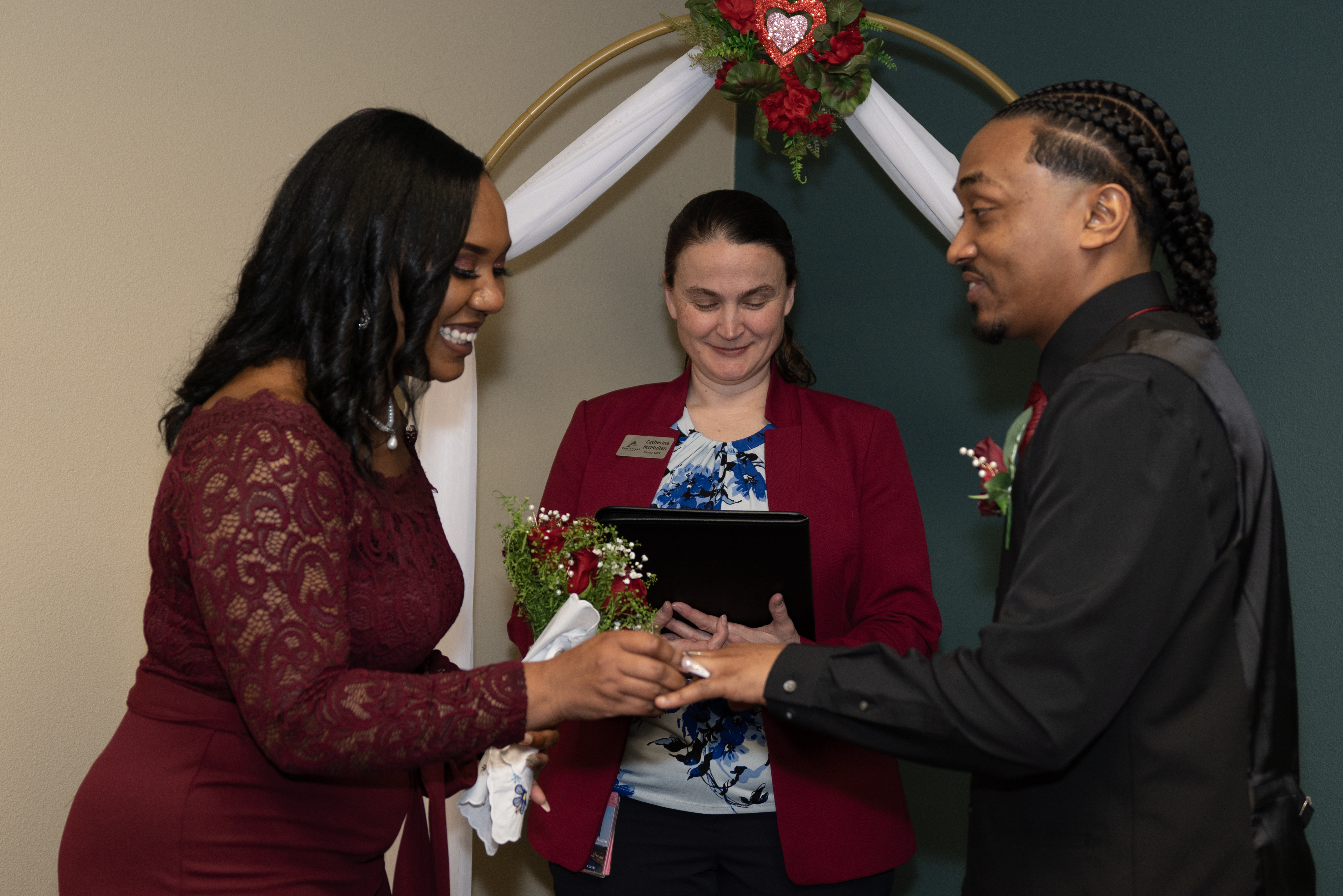 Clerk McMullen officiates weddings at the Recording Division on Fridays.