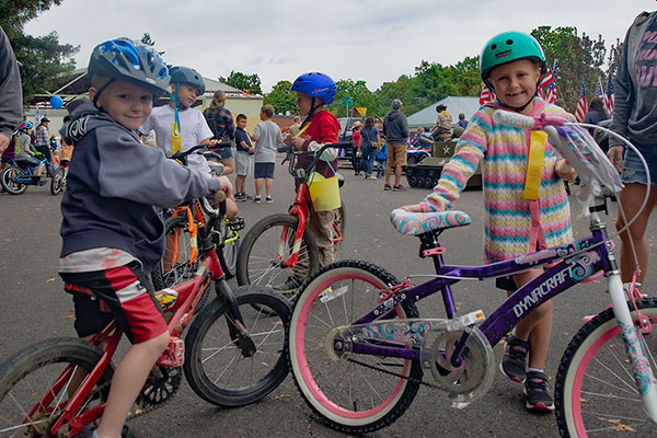 Children riding their bikes